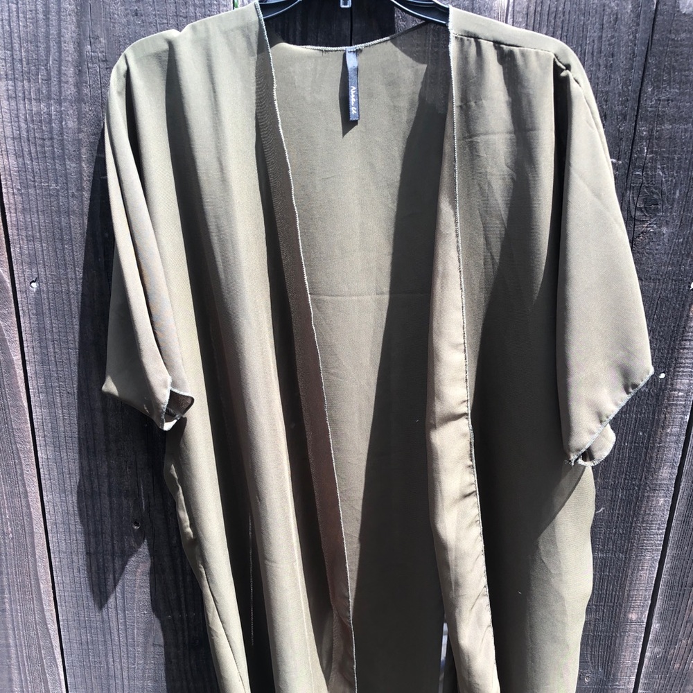 💛 army green see through kimono